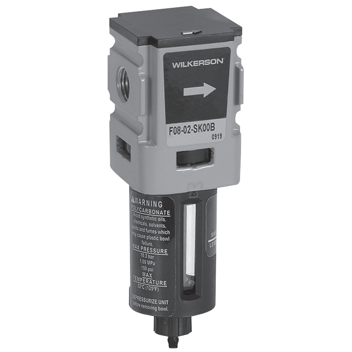 Wilkerson F08 Series Modular Particulate Filter, Port Sizes 1/4; Flows to 42 SCFM